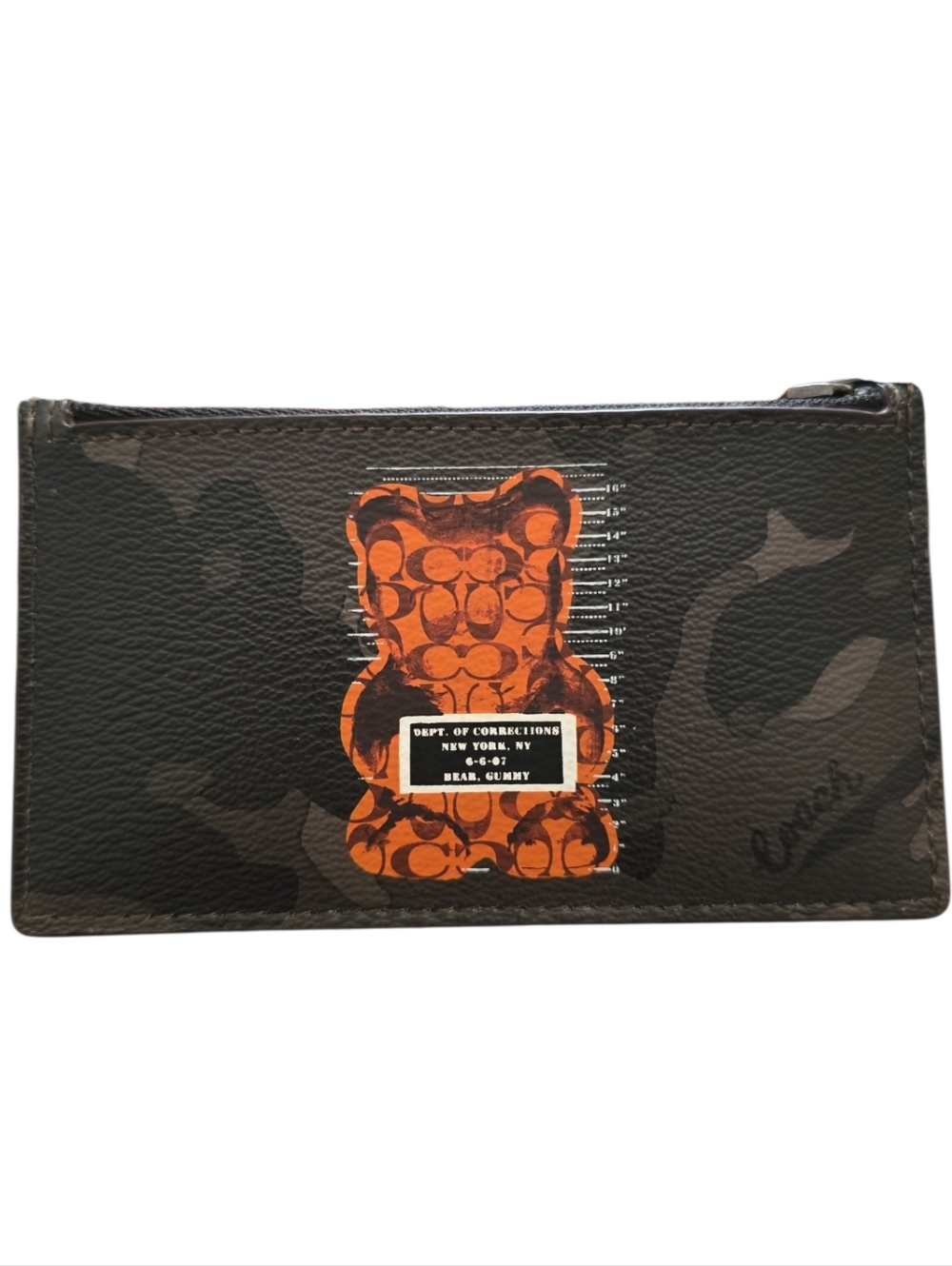 COACH VANDAL GUMMY BEAR ZIP CAMO CARD CASE 76859 EUC